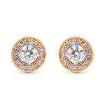 White and Pink Diamond Halo Earstuds