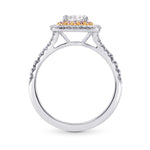 Colorless Cushion & Pink Diamond Halo Ring