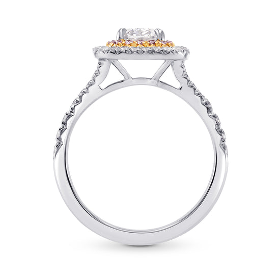Colorless Cushion & Pink Diamond Halo Ring