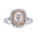 Colorless Cushion & Pink Diamond Halo Ring