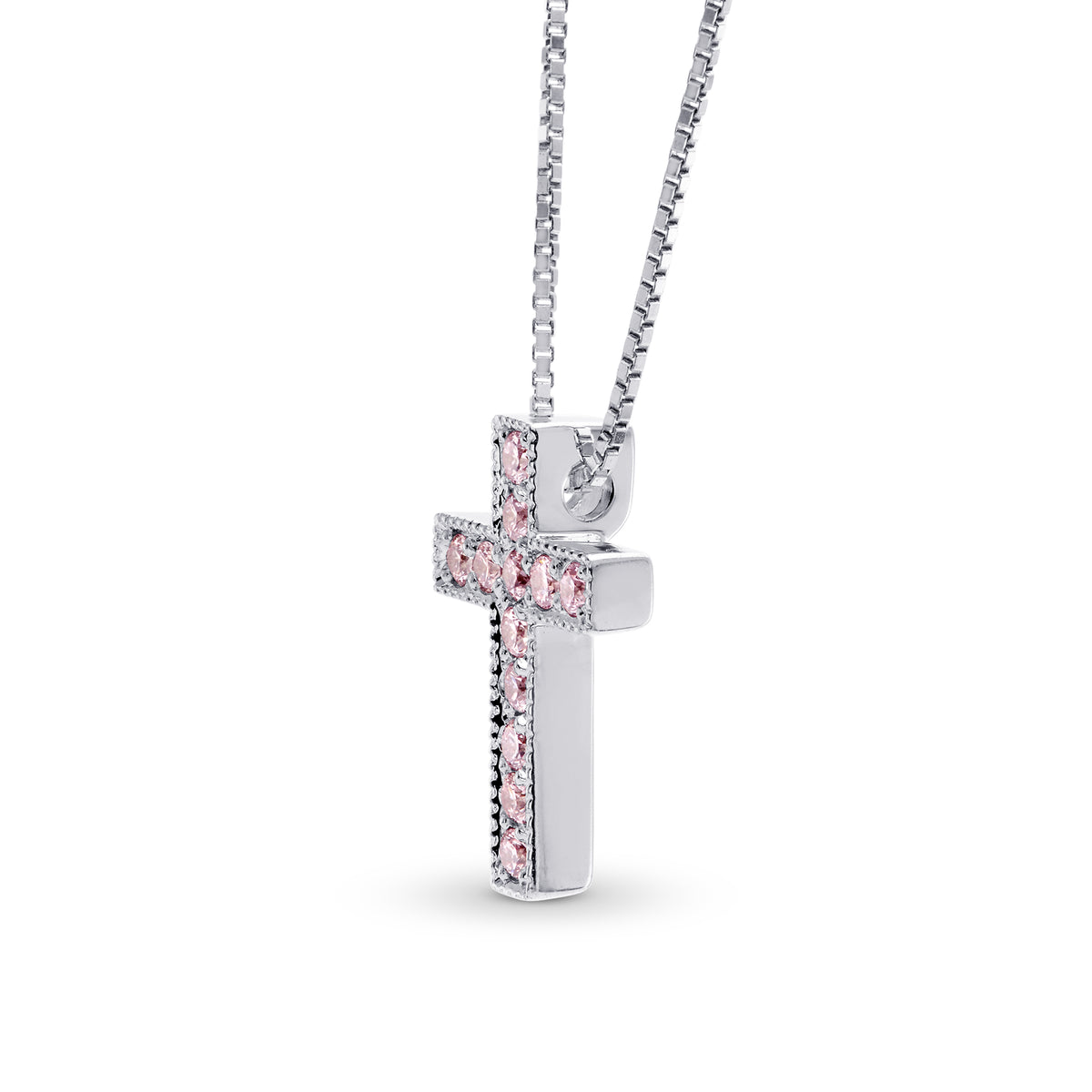 Fancy Pink Diamond Cross Pendant