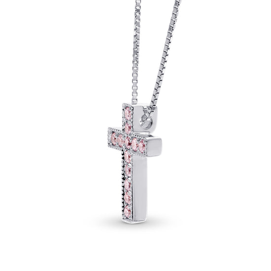 Fancy Pink Diamond Cross Pendant