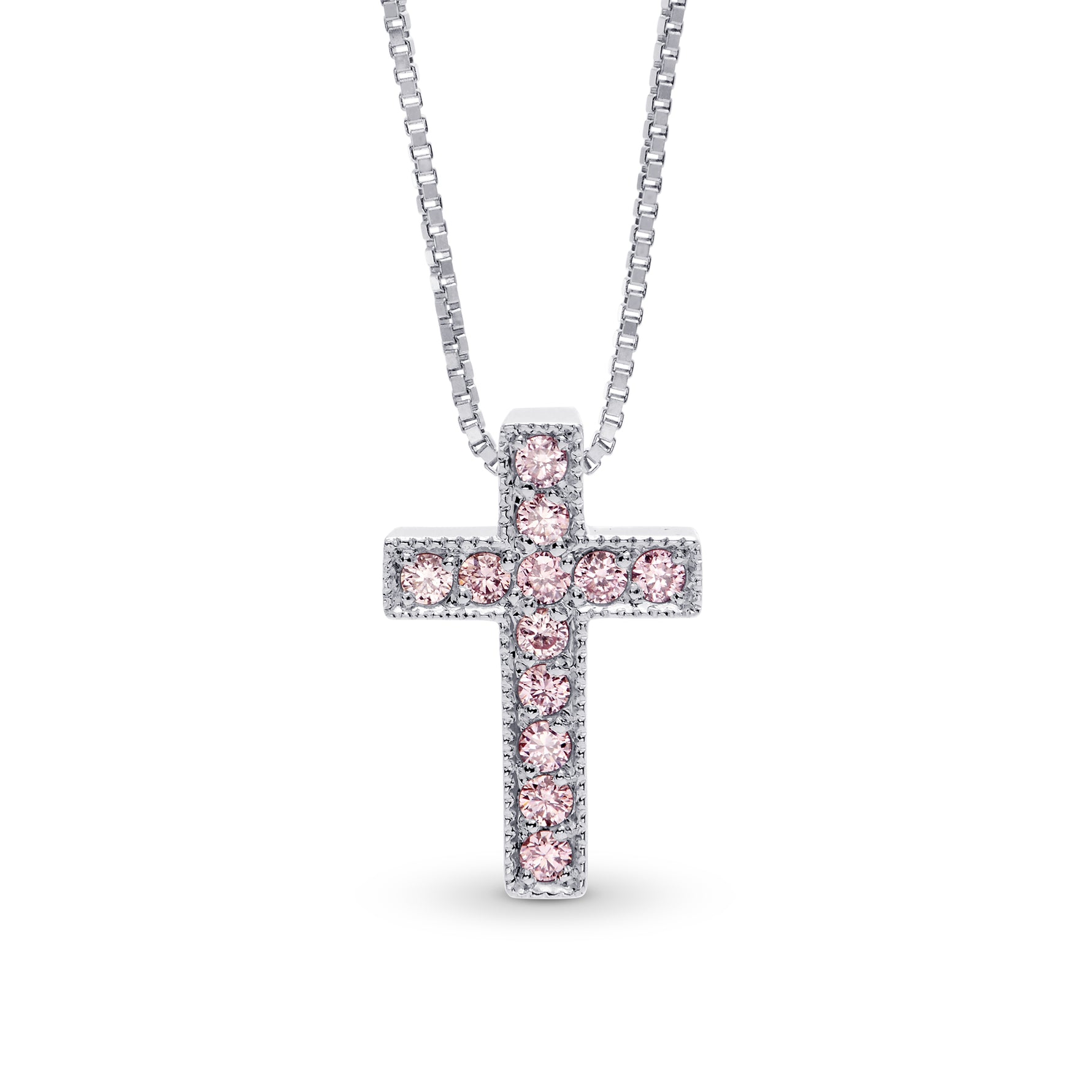 Fancy Pink Diamond Cross Pendant