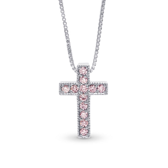 Fancy Pink Diamond Cross Pendant