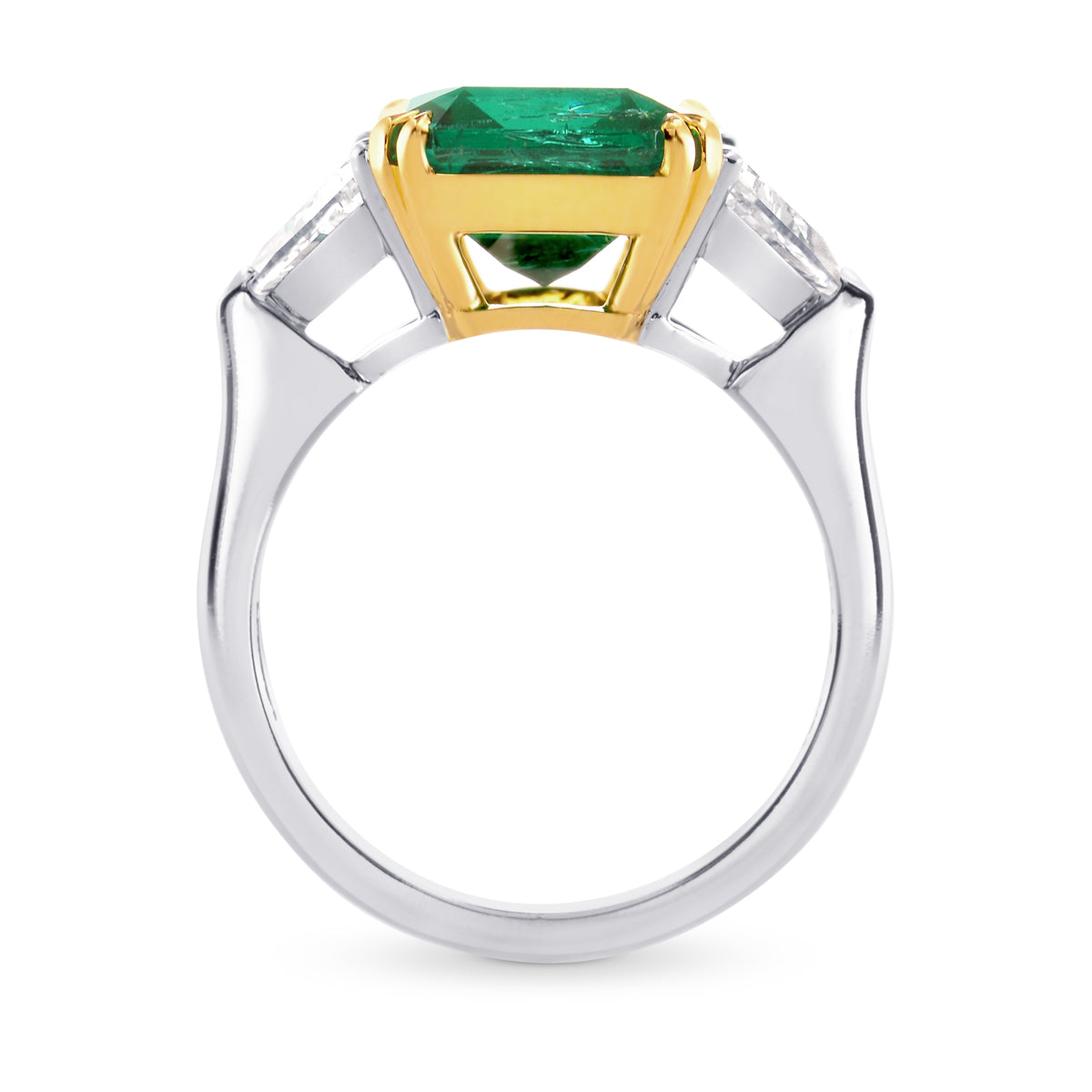 Emerald Gemstone and Triangle Diamond Ring