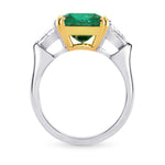 Emerald Gemstone and Triangle Diamond Ring