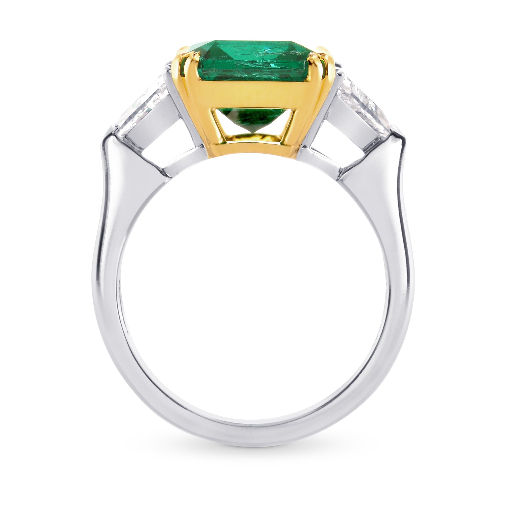 Emerald Gemstone and Triangle Diamond Ring