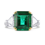 Emerald Gemstone and Triangle Diamond Ring