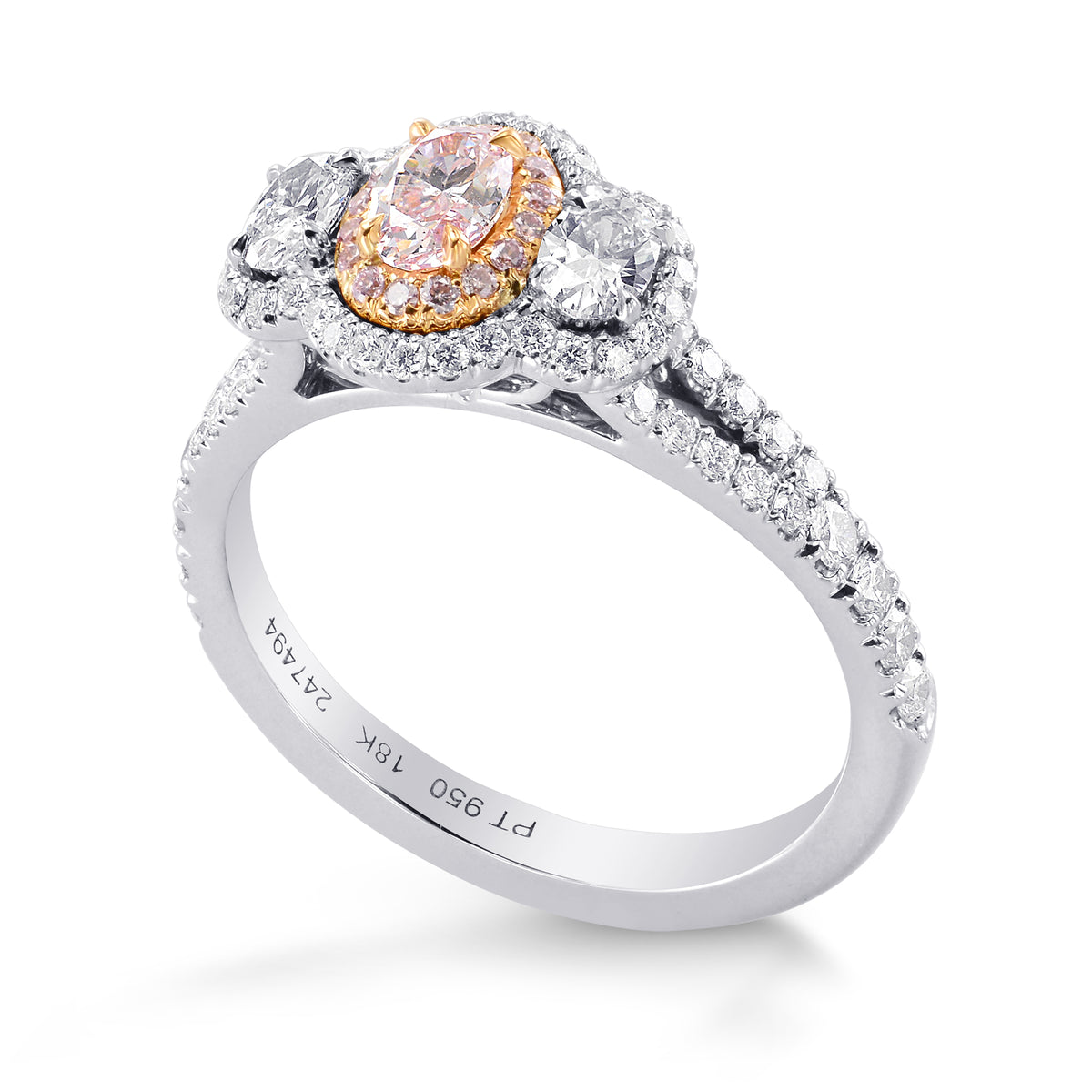 Argyle Light Pink Oval Diamond Halo Ring