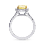 Fancy Light Yellow Cushion Diamond Engagement and Wedding Ring Set