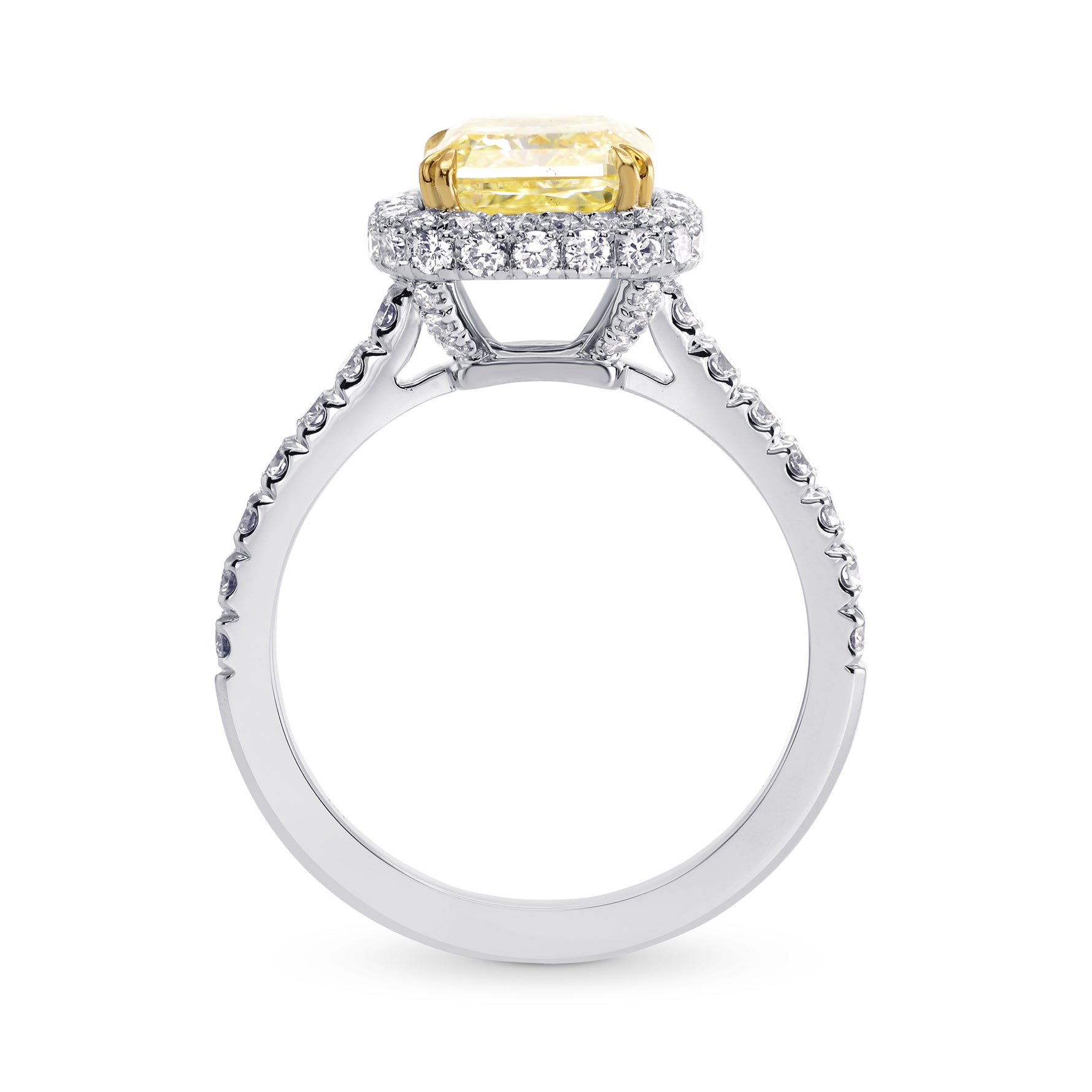 Fancy Light Yellow Cushion Diamond Engagement and Wedding Ring Set