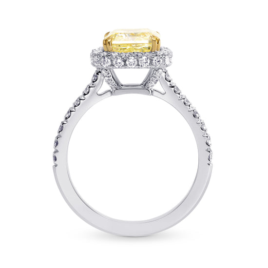 Fancy Light Yellow Cushion Diamond Engagement and Wedding Ring Set