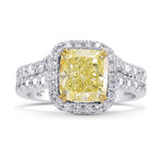 Fancy Light Yellow Cushion Diamond Engagement and Wedding Ring Set
