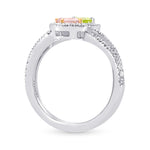 Argyle Pink & Green Yellow Diamond Cross-over Halo Ring