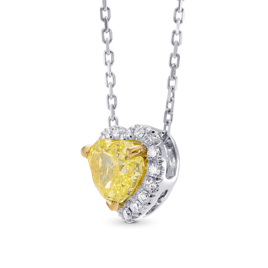Fancy Yellow Heart Diamond Halo Pendant 