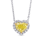 Fancy Yellow Heart Diamond Halo Pendant 