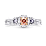 Argyle Fancy Orangy Pink & Fancy Blue Diamond Halo Ring