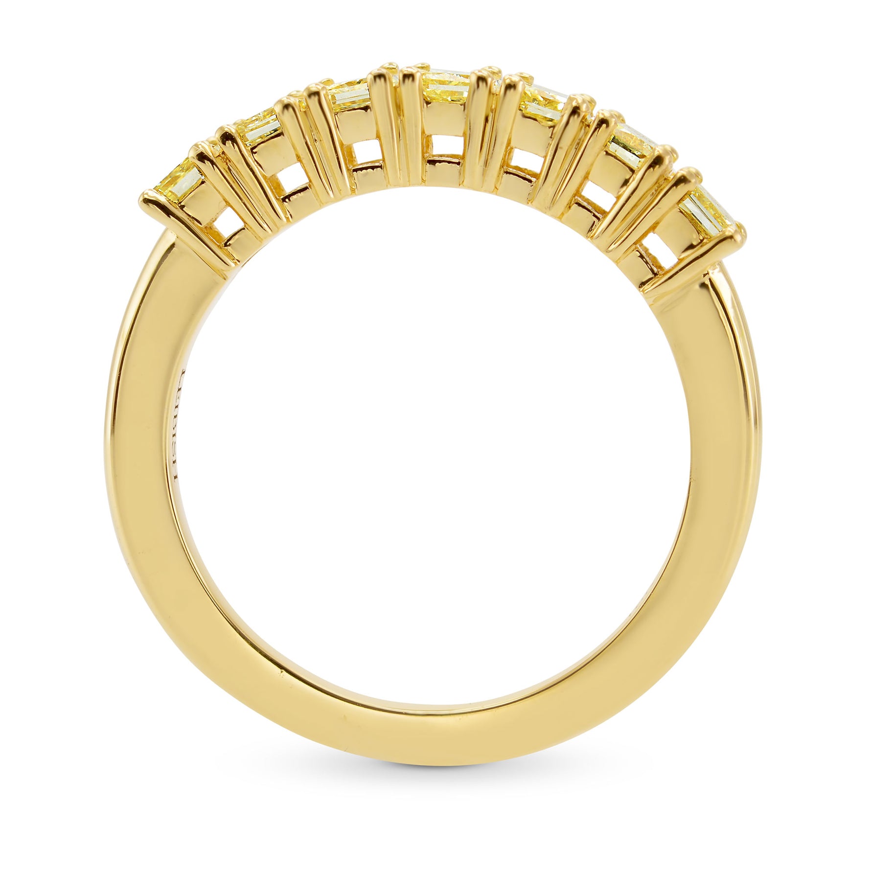 7 Stone Fancy Yellow Radiant Diamond Ring