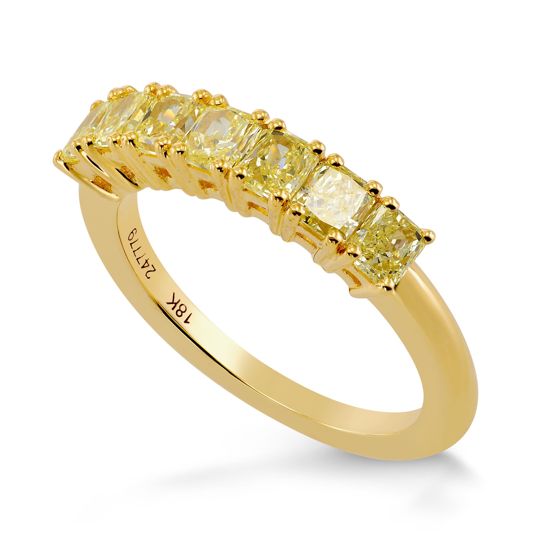 7 Stone Fancy Yellow Radiant Diamond Ring