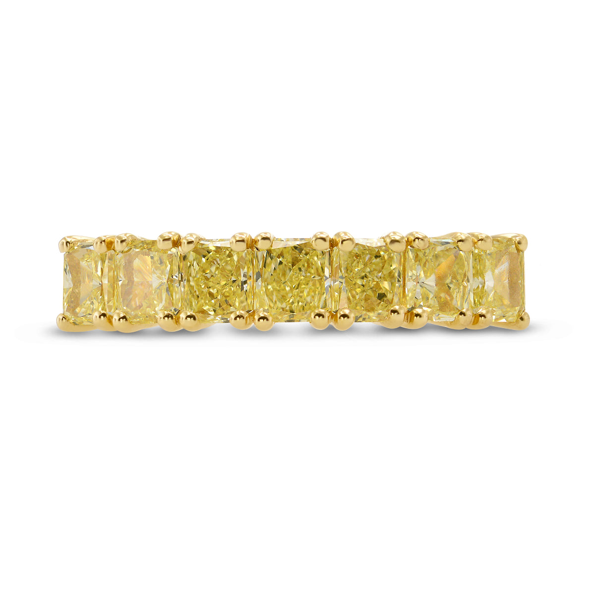 7 Stone Fancy Yellow Radiant Diamond Ring