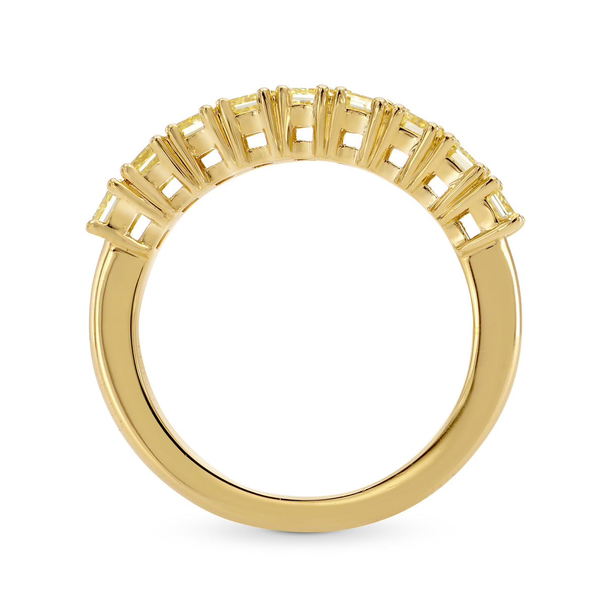 9 Stone Fancy Yellow Radiant Diamond Band Ring