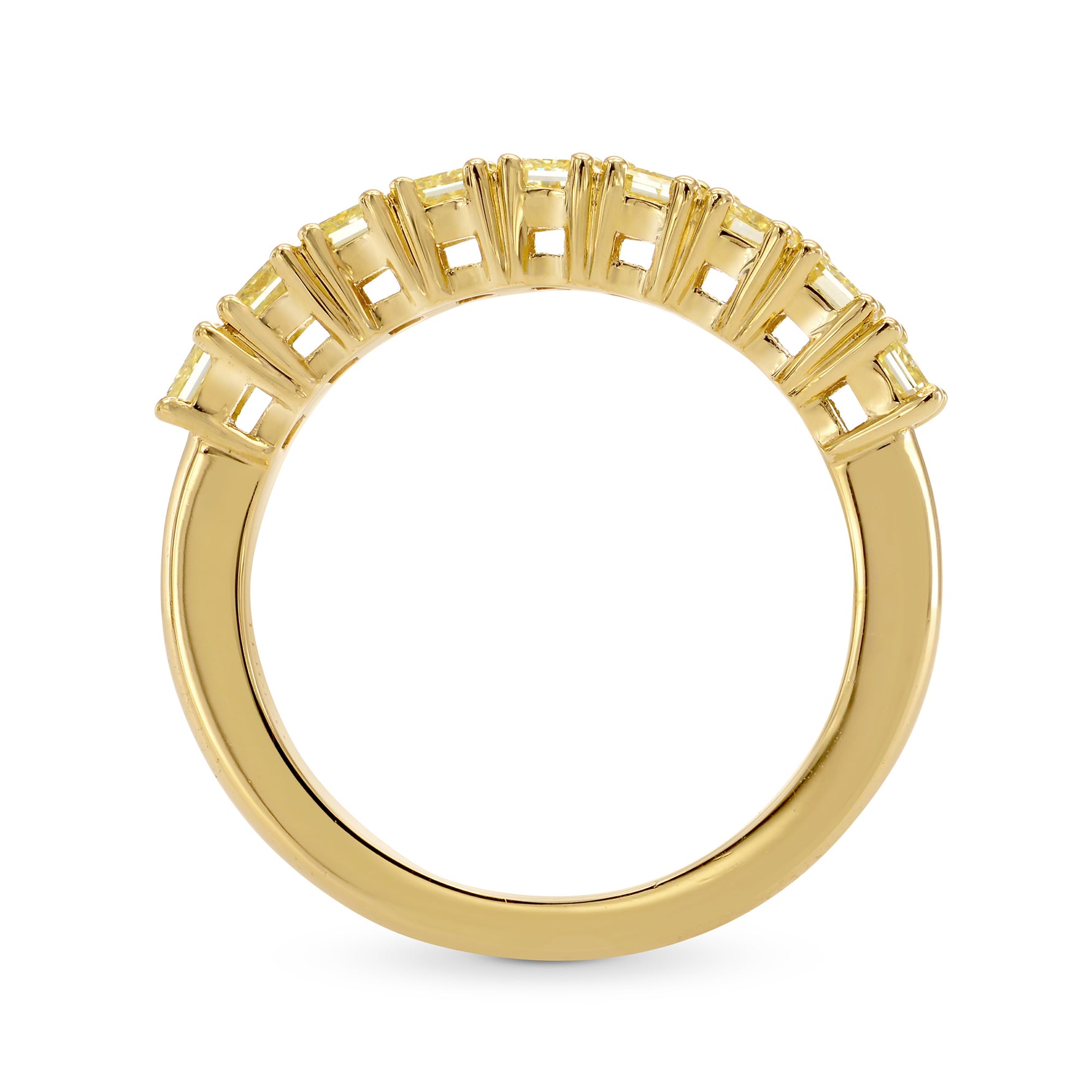 9 Stone Fancy Yellow Radiant Diamond Band Ring