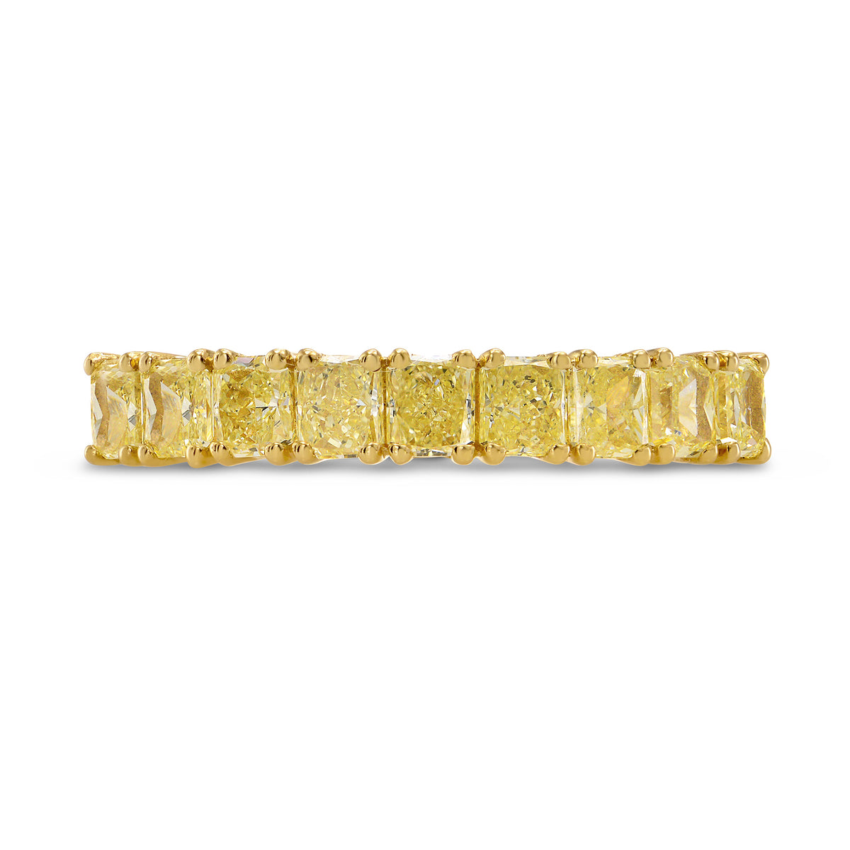 9 Stone Fancy Yellow Radiant Diamond Band Ring