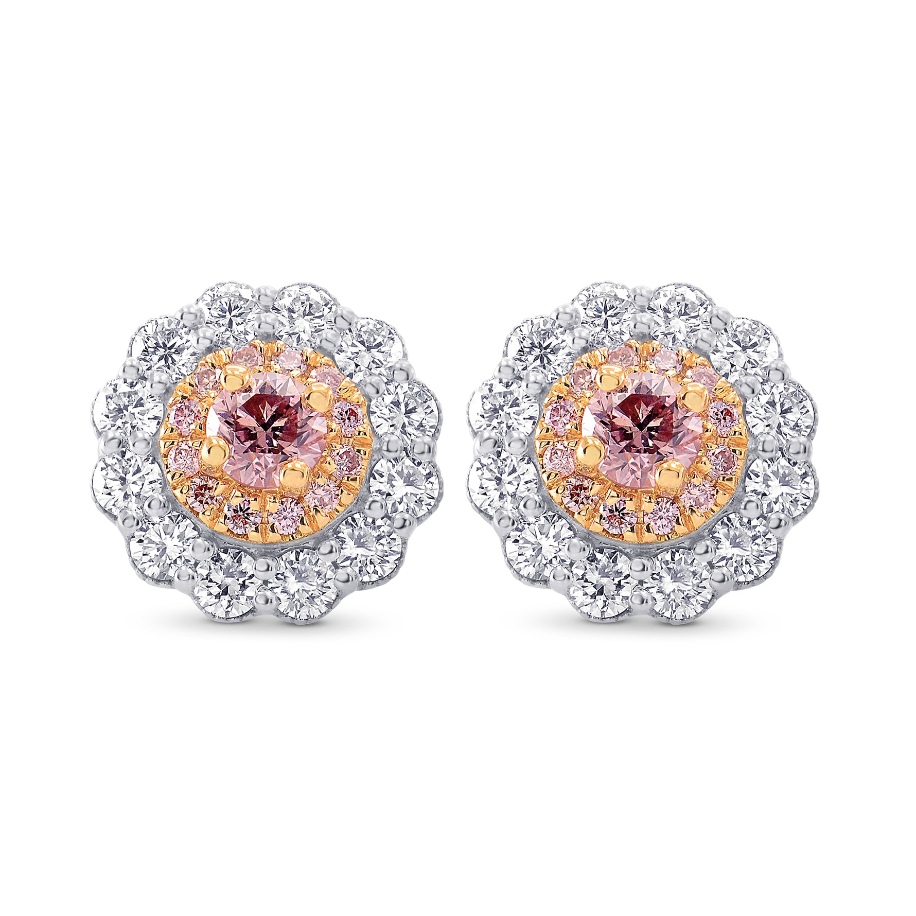 Argyle Fancy Pink Diamond Floral Halo Earrings