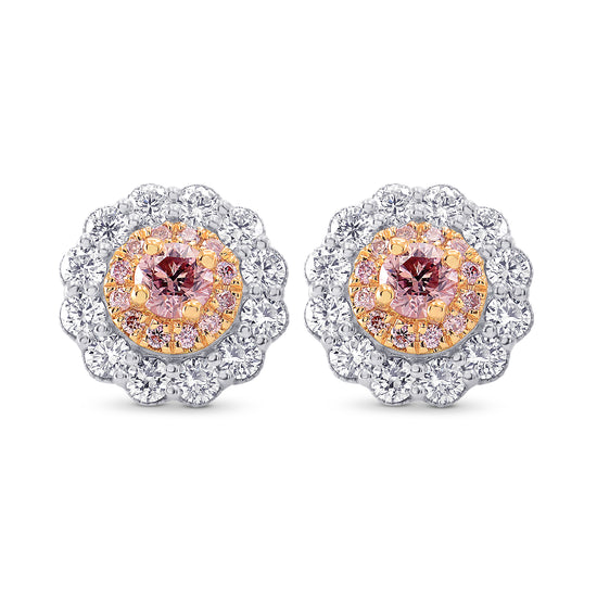 Argyle Fancy Pink Diamond Floral Halo Earrings