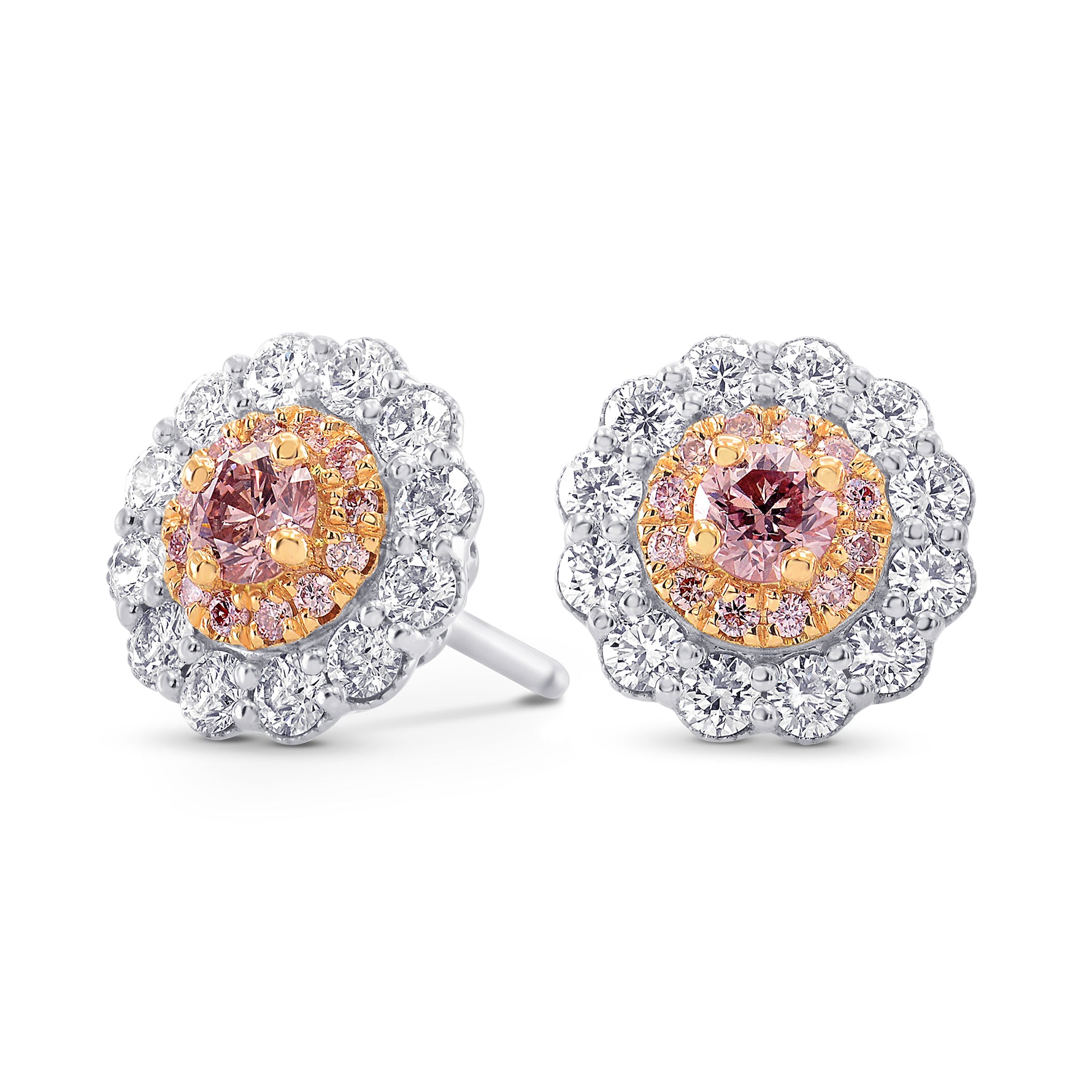 Argyle Fancy Pink Diamond Floral Halo Earrings