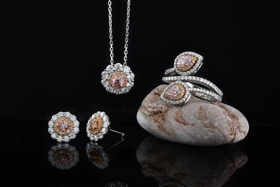 Argyle Fancy Pink Diamond Floral Halo Earrings