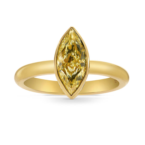 Fancy Yellow Marquise Diamond Solitaire Ring