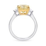 Fancy Light Yellow Cushion Diamond 3 Stones Ring