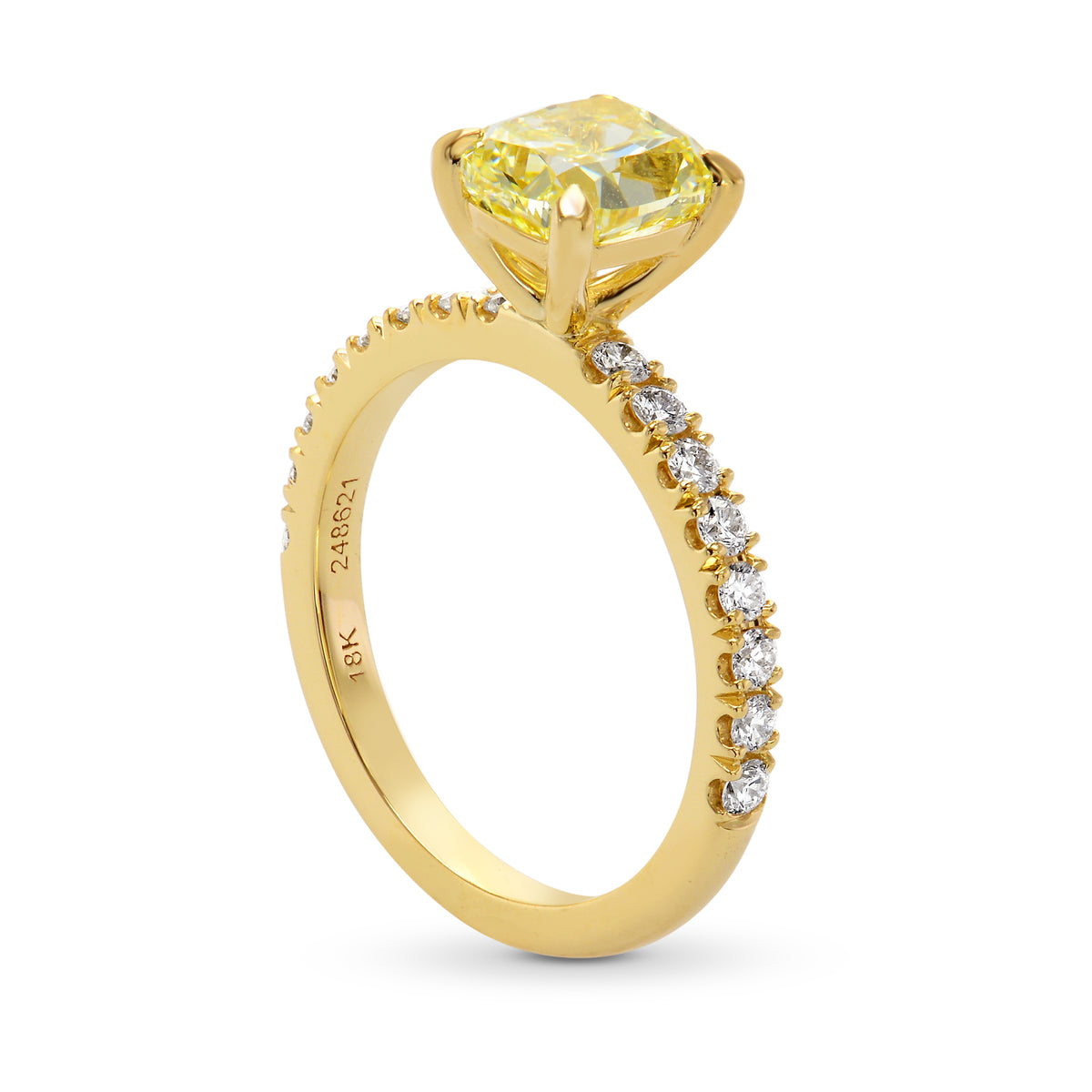 Fancy Light Yellow Cushion Diamond Engagement Ring