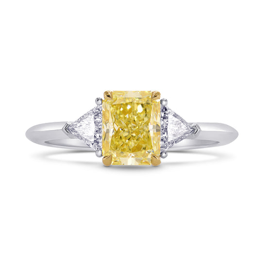 Fancy Yellow Radiant 3 Stone Diamond Ring