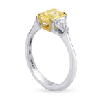 Fancy Yellow Radiant 3 Stone Diamond Ring