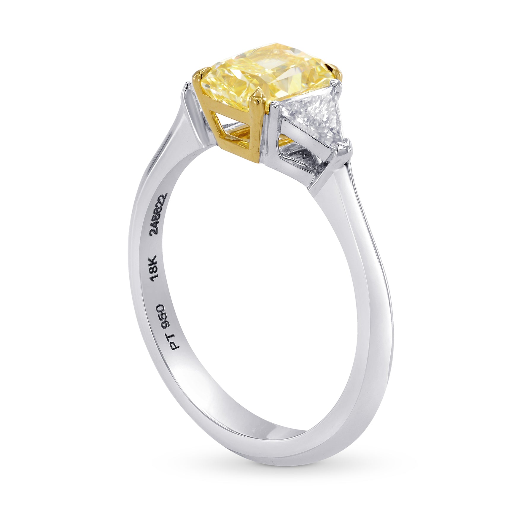 Fancy Yellow Radiant 3 Stone Diamond Ring