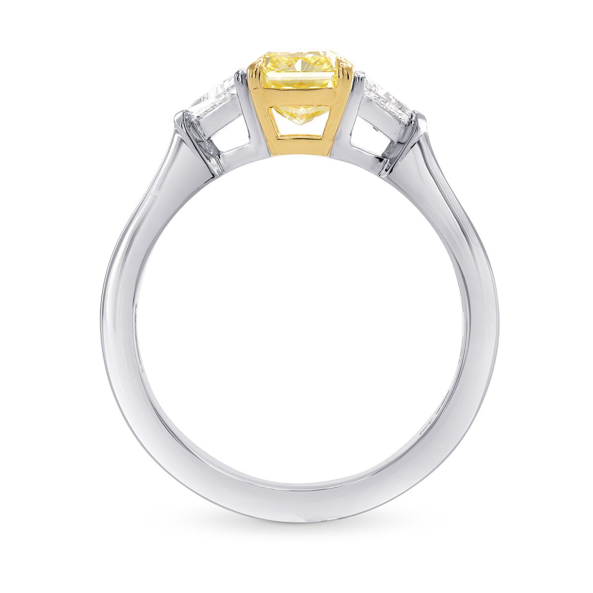 Fancy Yellow Radiant 3 Stone Diamond Ring