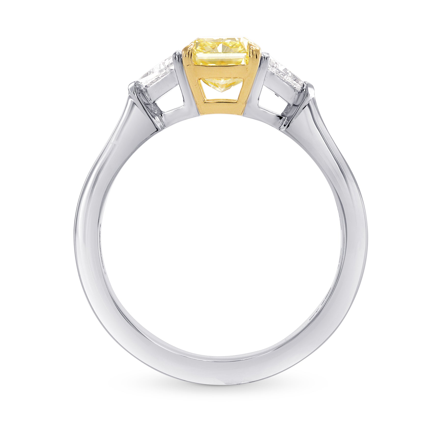 Fancy Yellow Radiant 3 Stone Diamond Ring