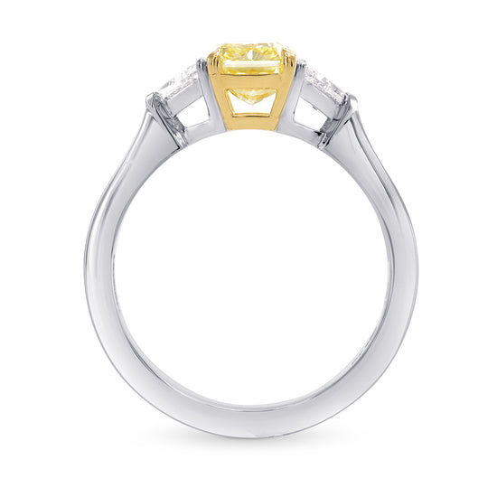 Fancy Yellow Radiant 3 Stone Diamond Ring