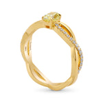 Fancy Light Yellow Oval Diamond Pave Braided Ring