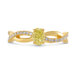 Fancy Light Yellow Oval Diamond Pave Braided Ring