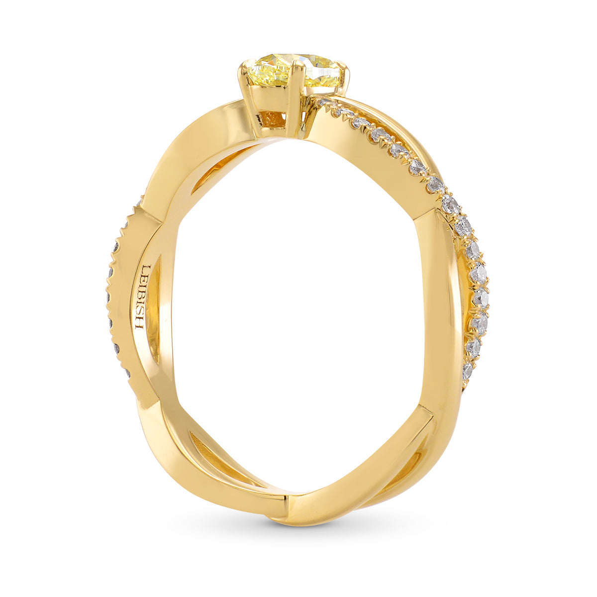 Fancy Light Yellow Oval Diamond Pave Braided Ring