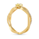 Fancy Light Yellow Oval Diamond Pave Braided Ring