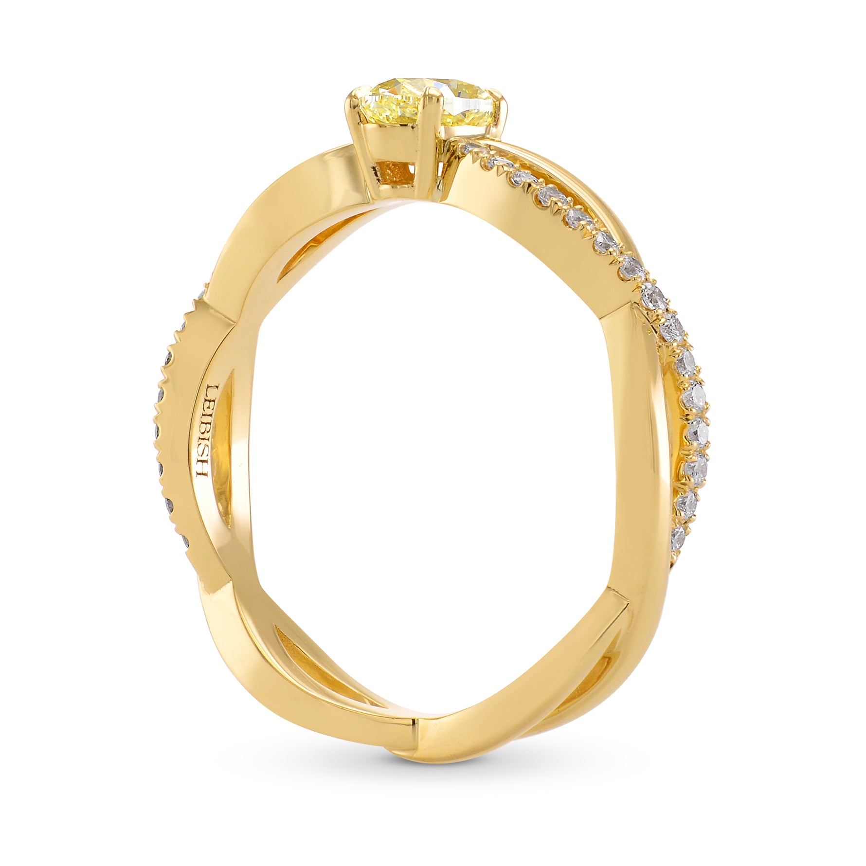 Fancy Light Yellow Oval Diamond Pave Braided Ring