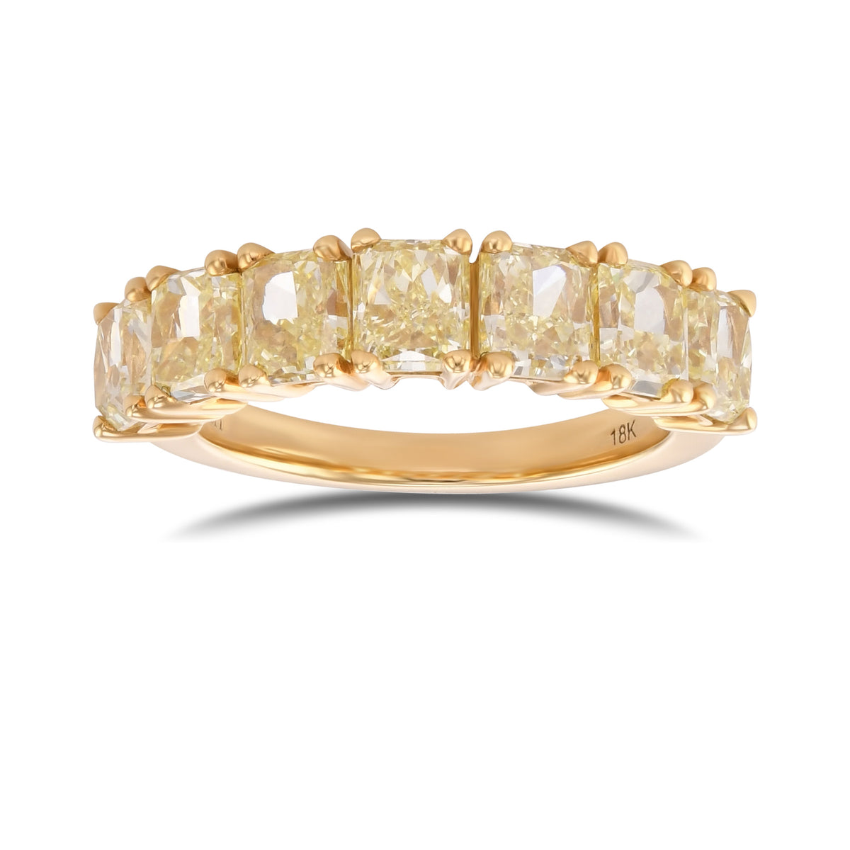 Seven Stone Fancy Yellow Radiant Diamond Band Ring