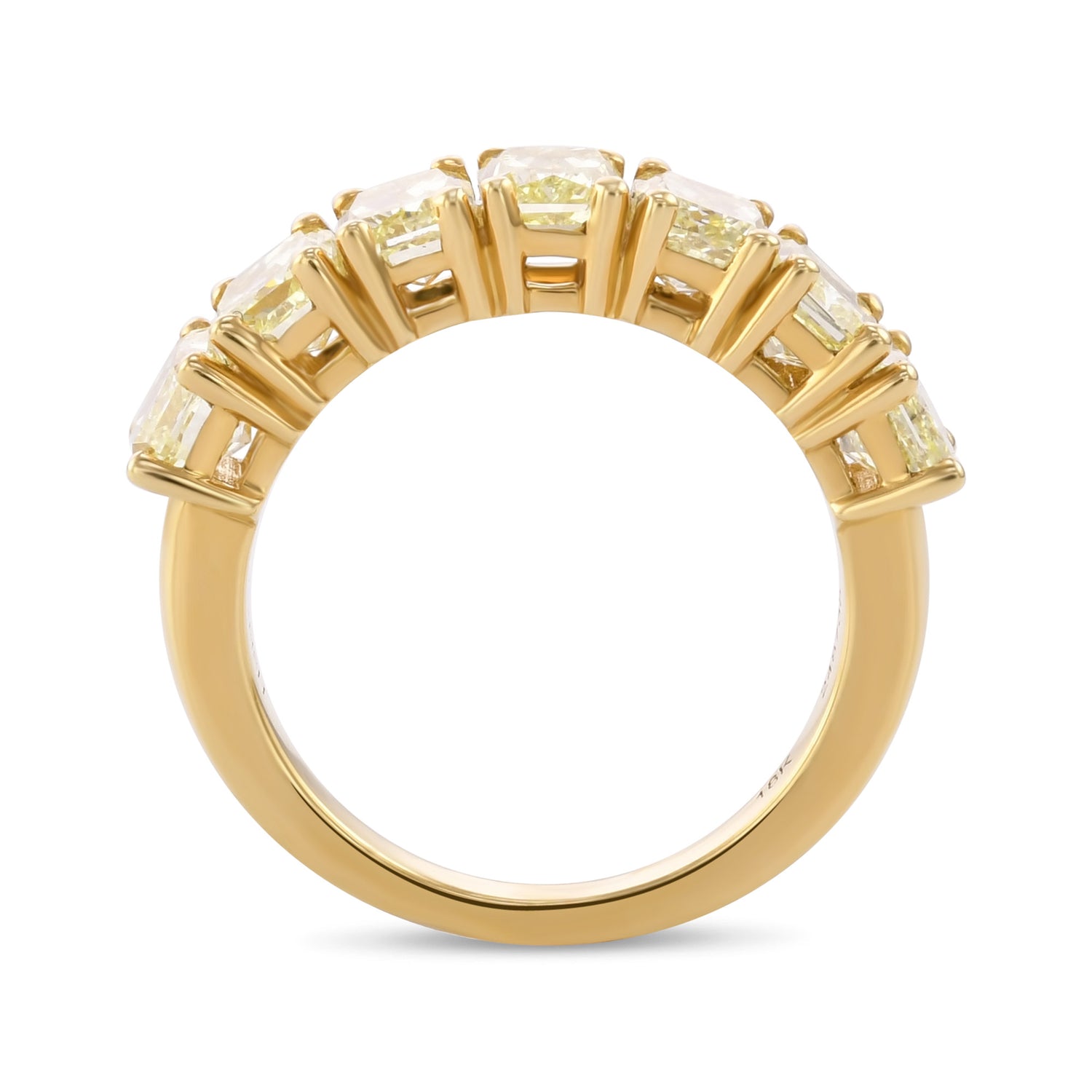 Seven Stone Fancy Yellow Radiant Diamond Band Ring