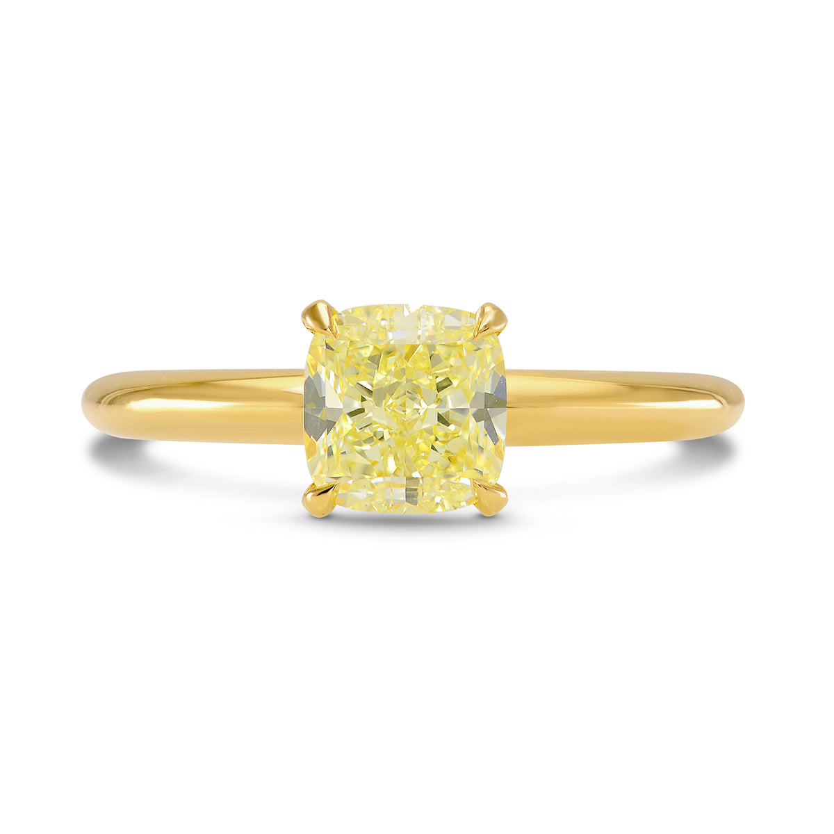 Fancy Light Yellow Cushion Solitaire Ring