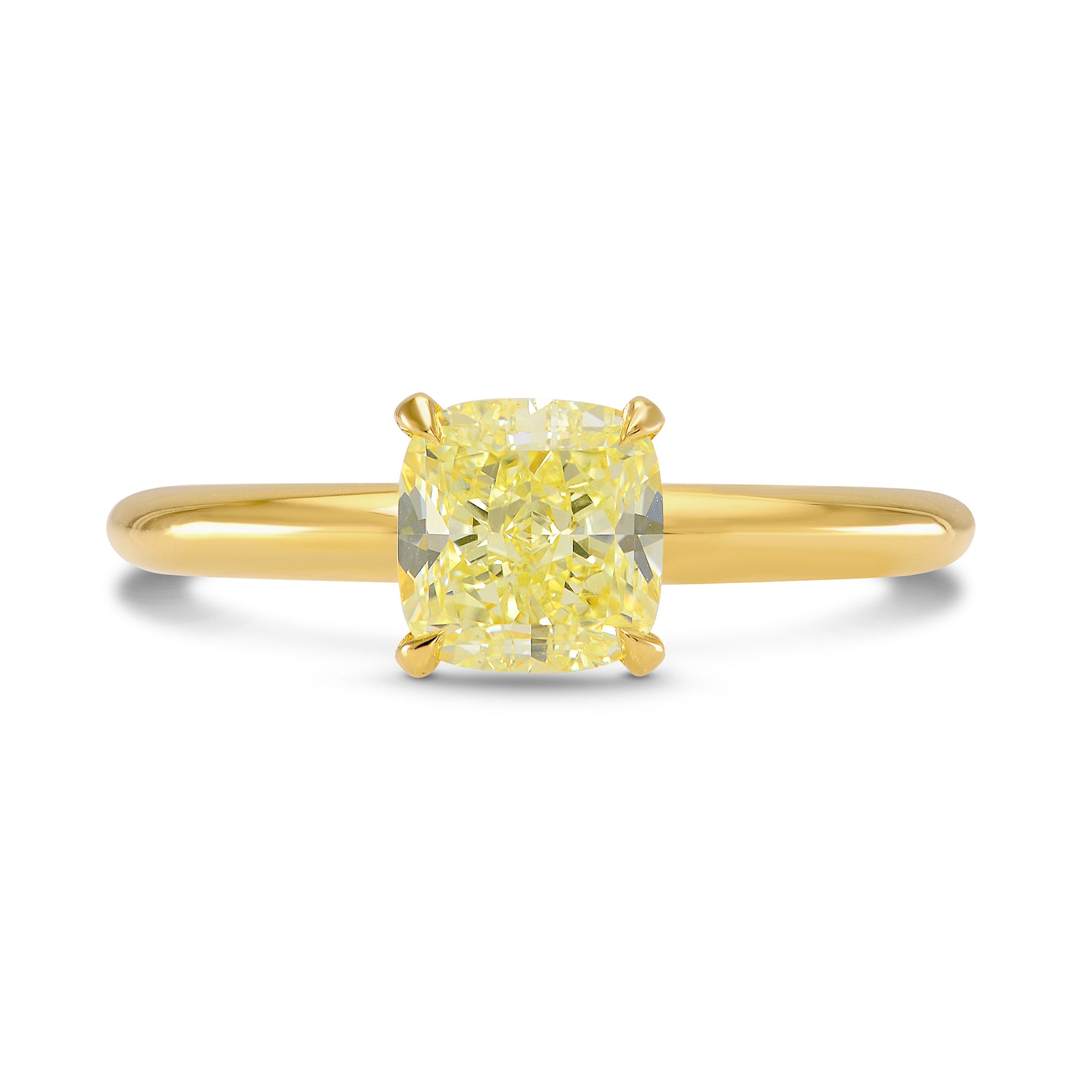 Fancy Light Yellow Cushion Solitaire Ring