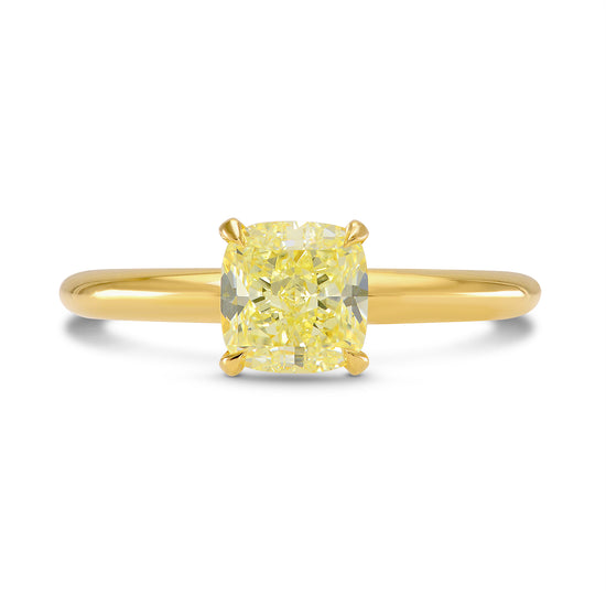 Fancy Light Yellow Cushion Solitaire Ring